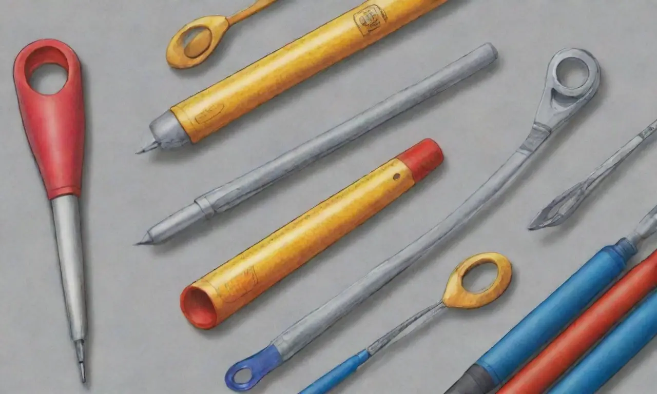 Un diseño detallado combina herramientas de medición con colores vibrantes y sombras para crear una composición equilibrada y realista