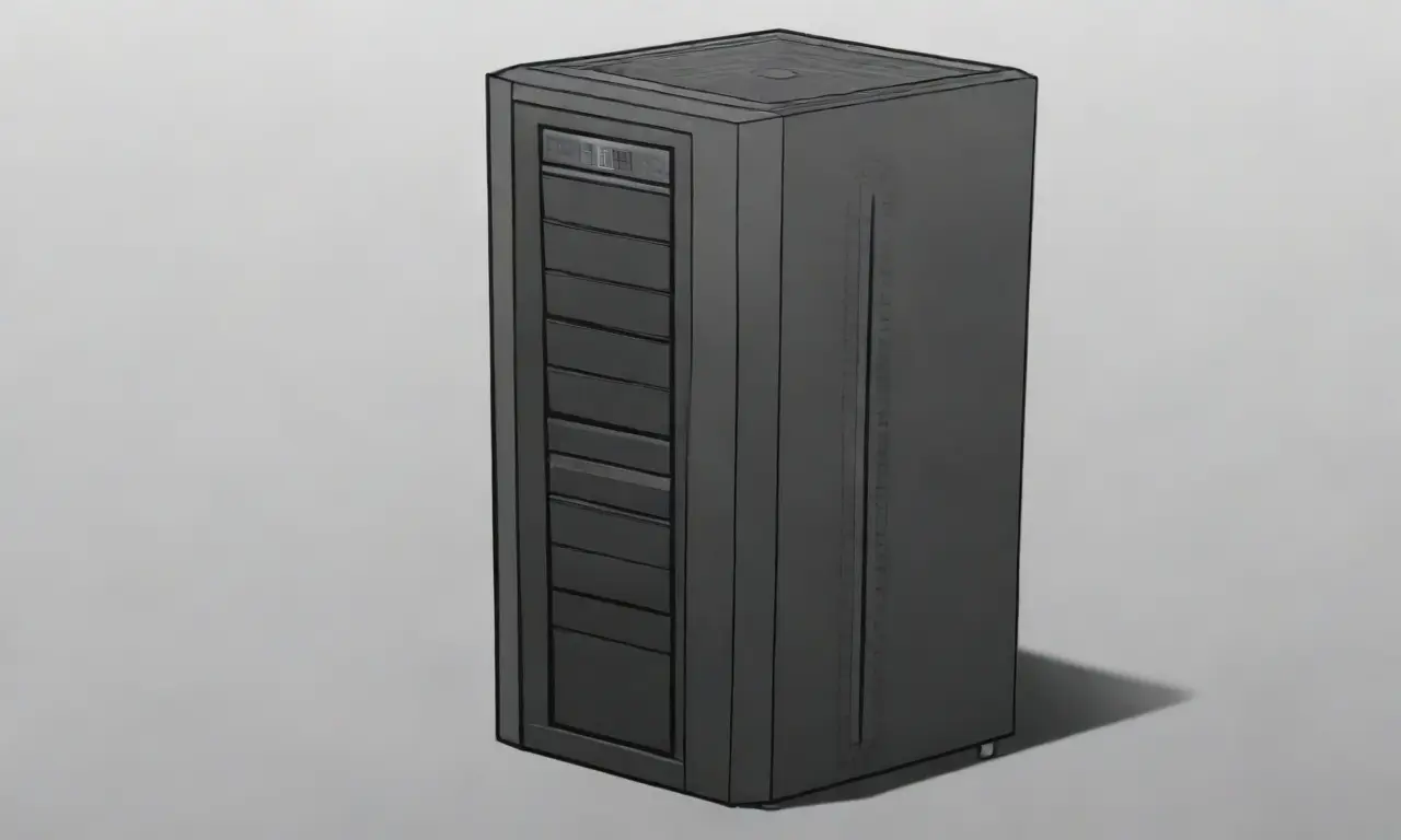 Un diseño de torre de servidor combina líneas audaces, sombras suaves y detalles intrincados para resaltar características y eficiencia