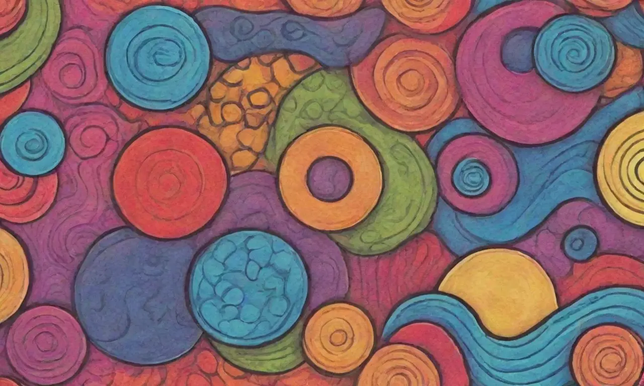 Colores vibrantes y líneas intrincadas crean un diseño digital armonioso y dinámico