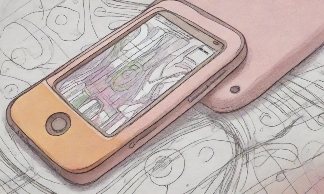 Un diseño de smartphone resalta con líneas, sombras, texturas y colores que sugieren interactividad y experiencia de usuario