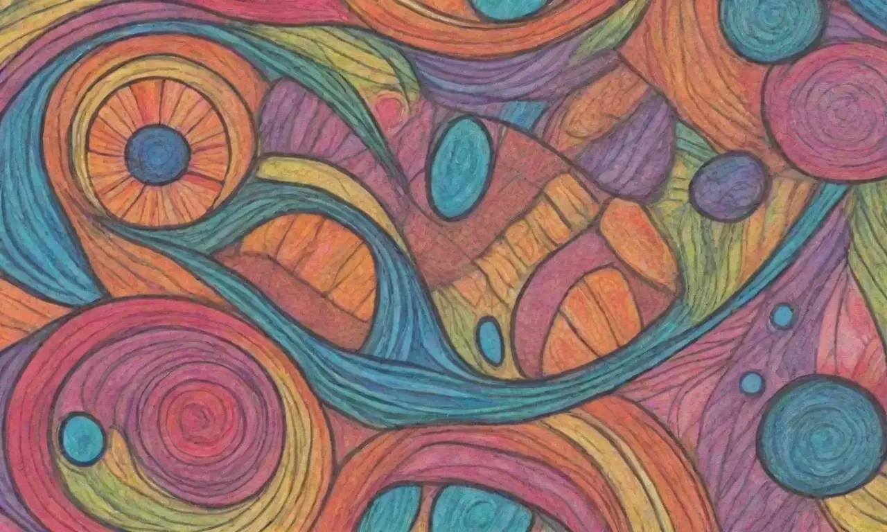 Colores vibrantes y patrones intrincados en una composición dinámica y equilibrada