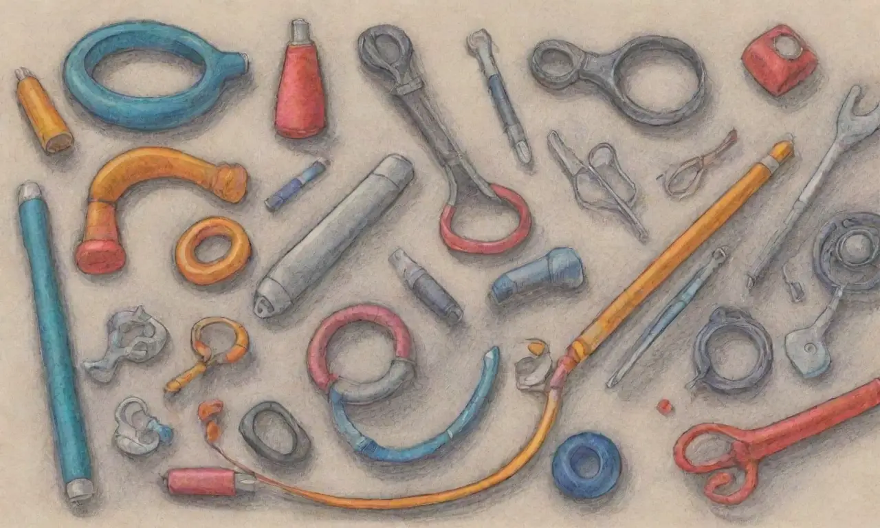 Un diseño complejo y equilibrado de herramientas con detalles realistas y colores vibrantes invita a la exploración