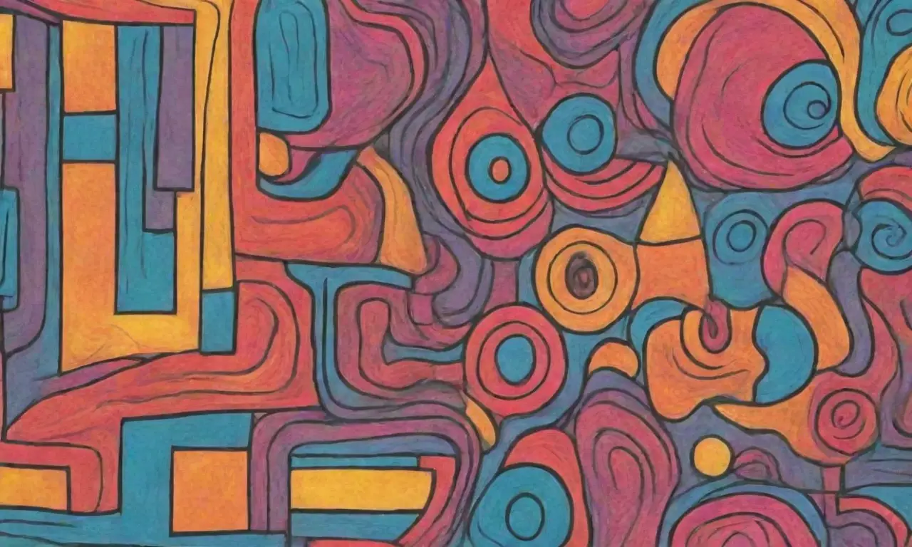 Líneas, colores y texturas crean una composición visual dinámica y rica en significados