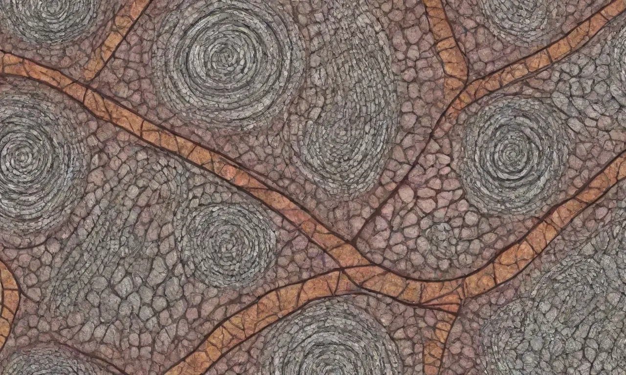 Un diseño artístico combina líneas intrincadas, sombras suaves y formas orgánicas con una paleta de colores armoniosa