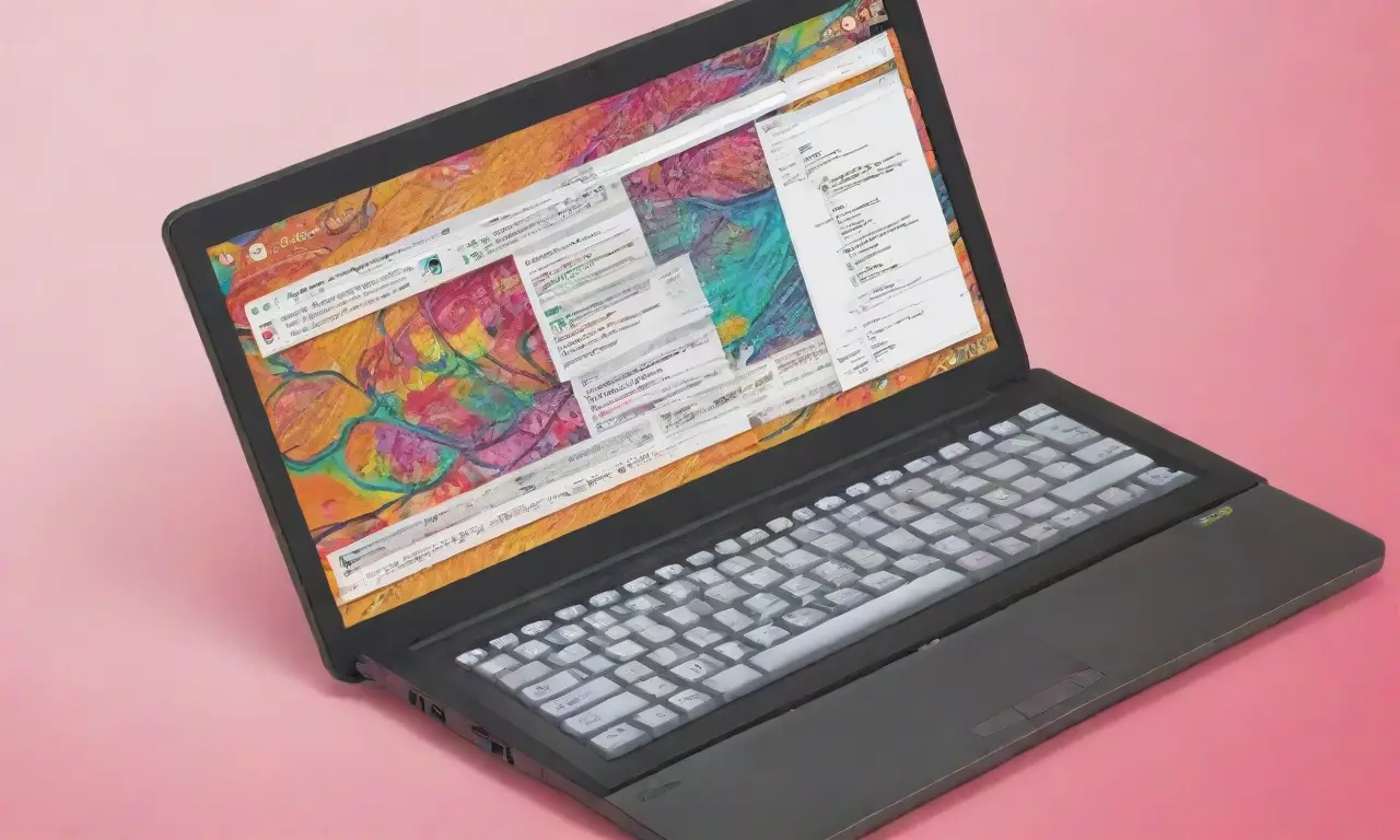 Un diseño de laptop vibrante y detallado invita a la exploración