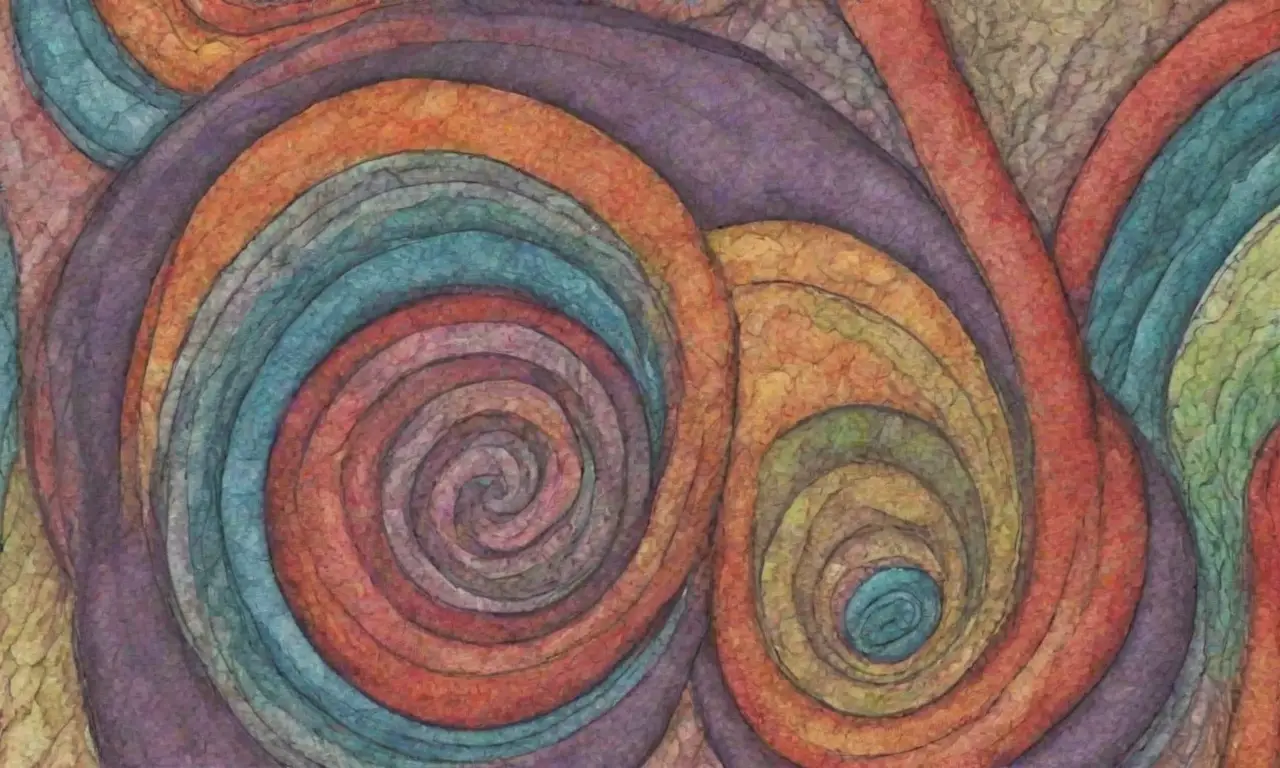 Un diseño complejo combina líneas intrincadas, sombras suaves y colores vibrantes para crear profundidad y equilibrio visual
