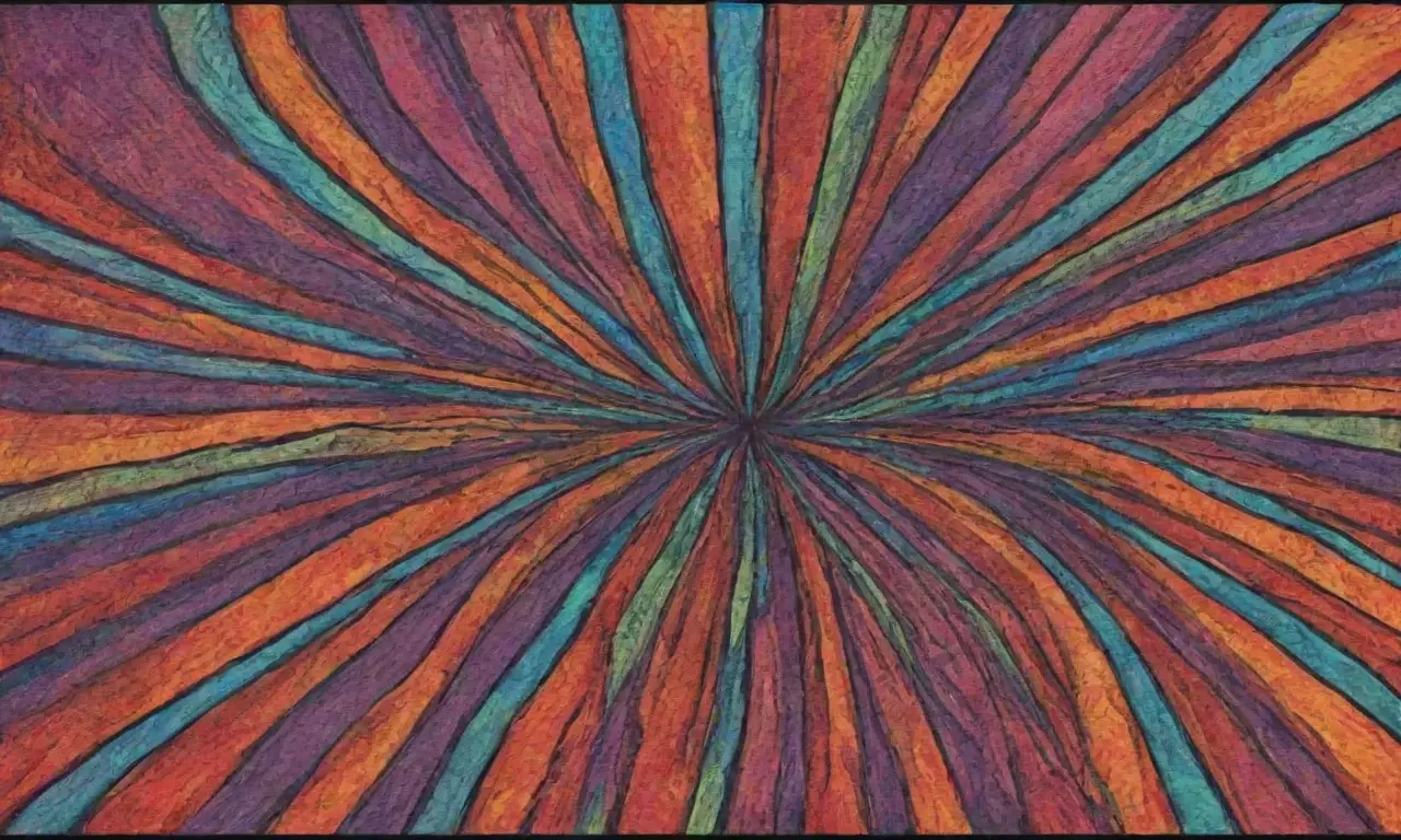 Líneas audaces y colores vibrantes crean una composición dinámica y compleja que sugiere movimiento y conexiones sociales