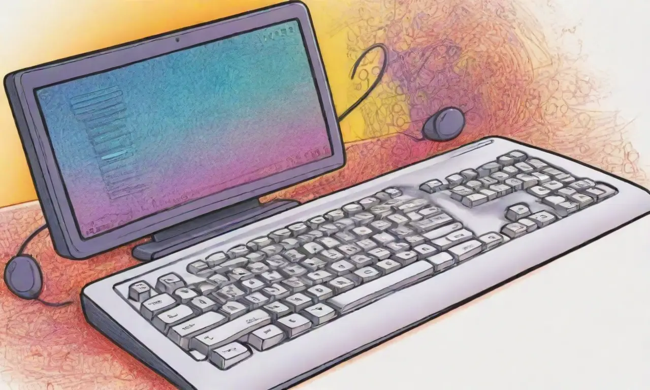 Un diseño vibrante y detallado representa la tecnología y la diversidad de contenido en un ordenador