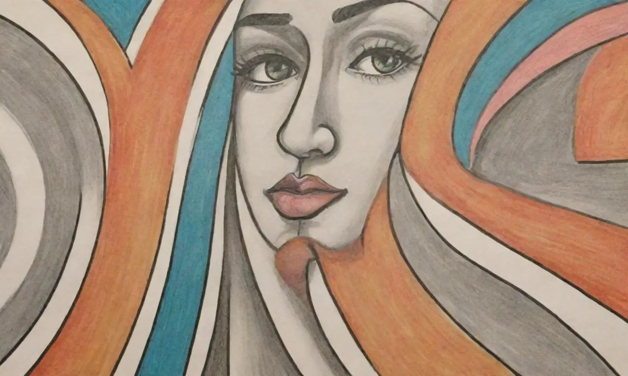 El diseño combina líneas, sombras, texturas y colores para crear profundidad y atractivo visual