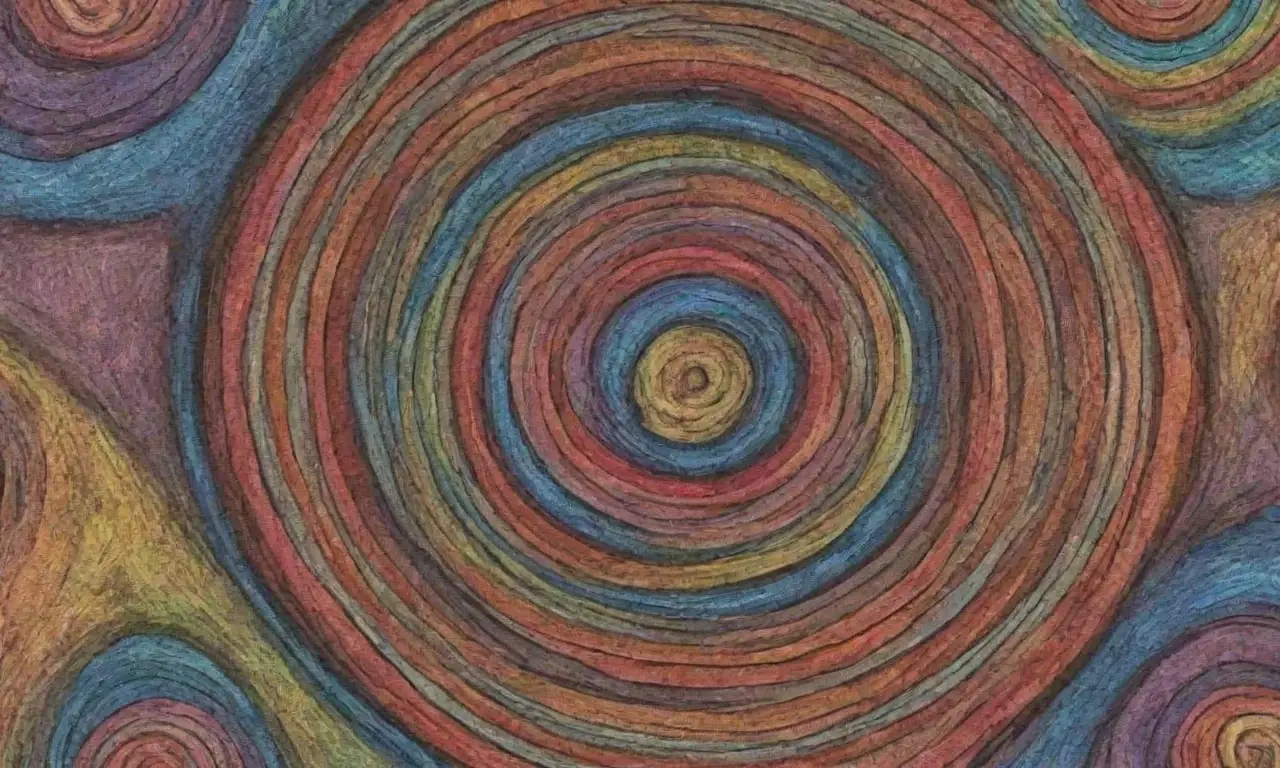 Un diseño complejo combina líneas, sombras, texturas y colores para expresar interacción y armonía