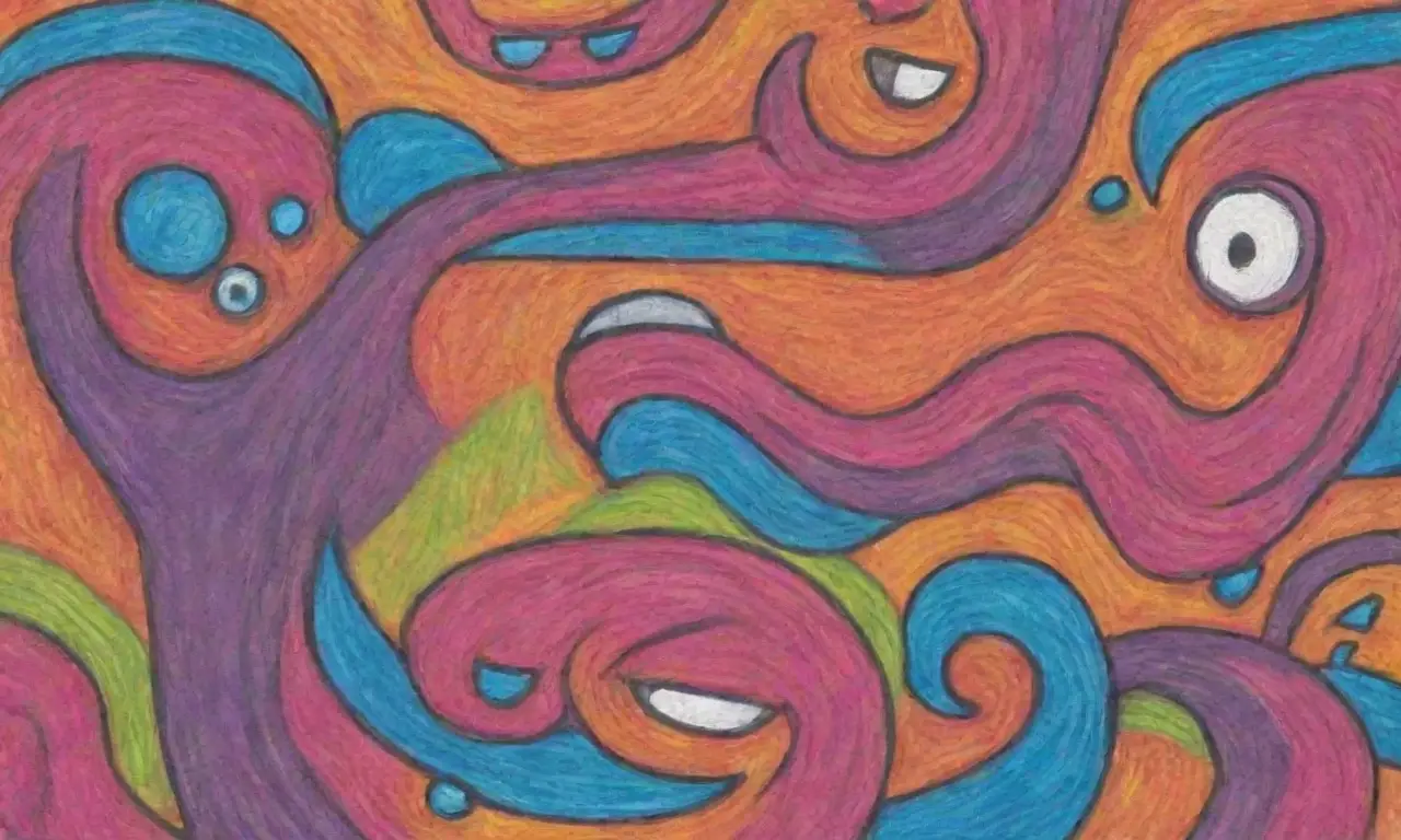 Colores vibrantes, líneas audaces y texturas ricas crean una composición dinámica y atractiva