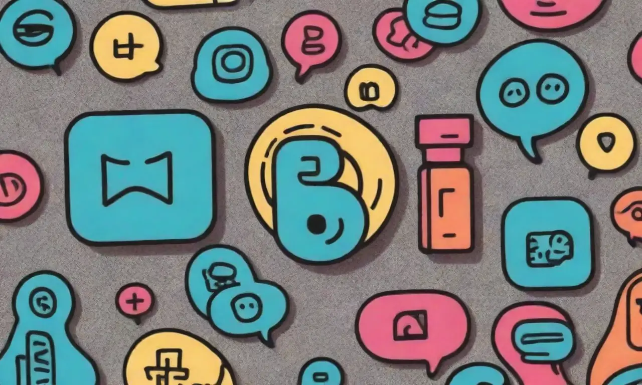 Iconos de redes sociales con líneas audaces, sombras suaves, colores contrastantes y detalles intrincados crean una composición dinámica y atractiva