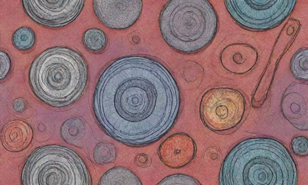 Un diseño complejo combina líneas intrincadas, sombras suaves, texturas variadas y colores vibrantes para crear una composición armoniosa y dinámica