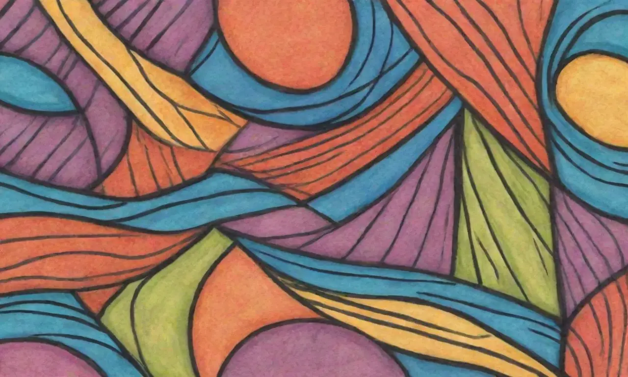 Líneas audaces y colores vibrantes crean una composición dinámica y equilibrada