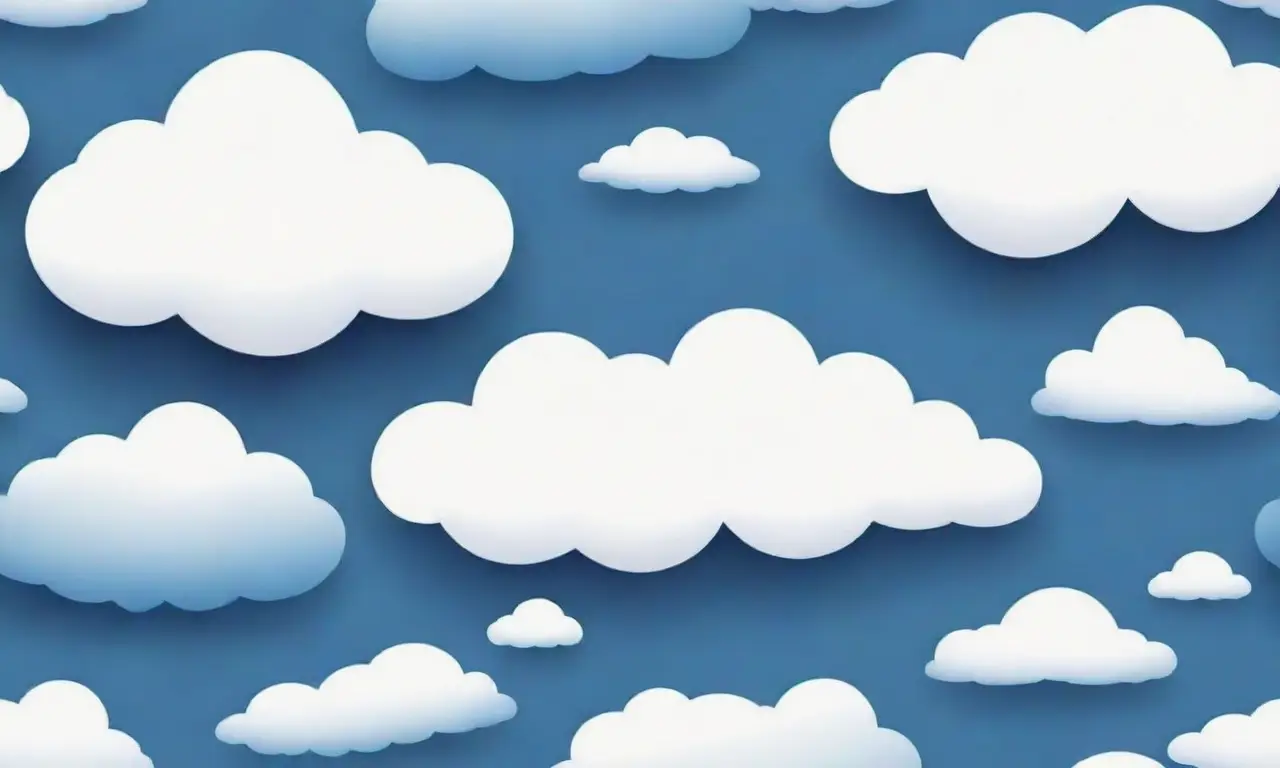 Un diseño visualmente armonioso con nubes, gradientes, líneas definidas y colores vibrantes
