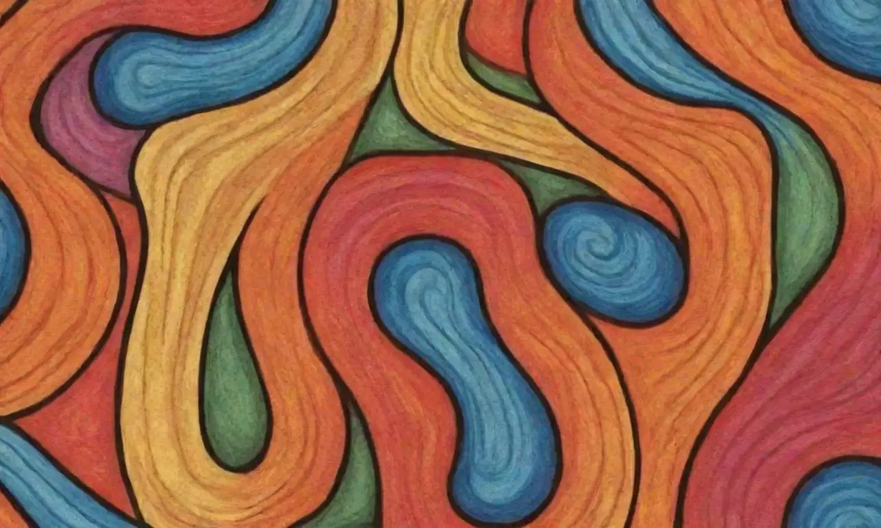 La composición combina líneas, colores y formas para crear profundidad, movimiento y unidad