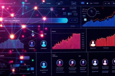 Interfaz digital: red vibrante y moderna