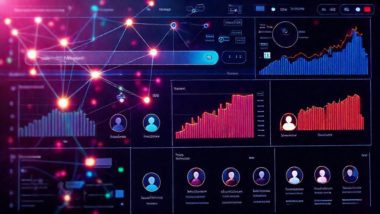 Interfaz digital: red vibrante y moderna