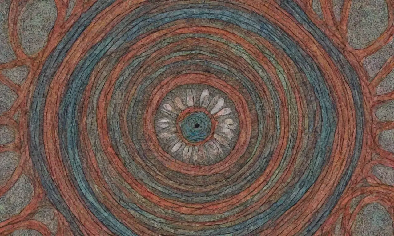 El arte combina líneas intrincadas, sombras suaves y colores contrastantes para crear profundidad y armonía visual