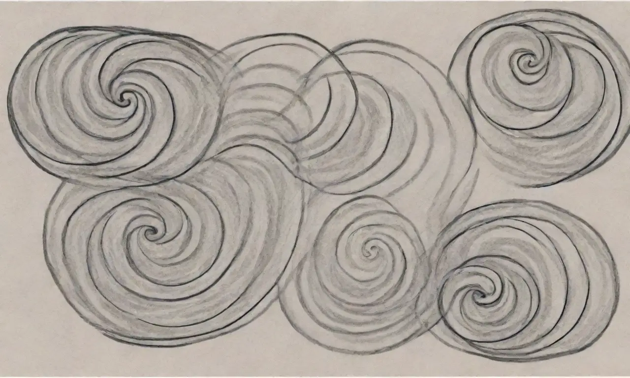 El dibujo combina líneas audaces, texturas contrastantes, colores vibrantes y patrones intrincados para crear una composición dinámica y equilibrada