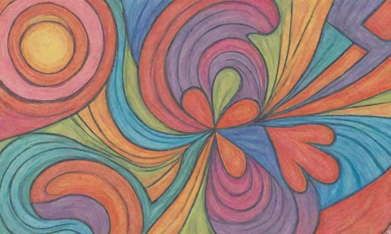 El diseño combina líneas, texturas, colores y formas para crear una composición armoniosa y dinámica