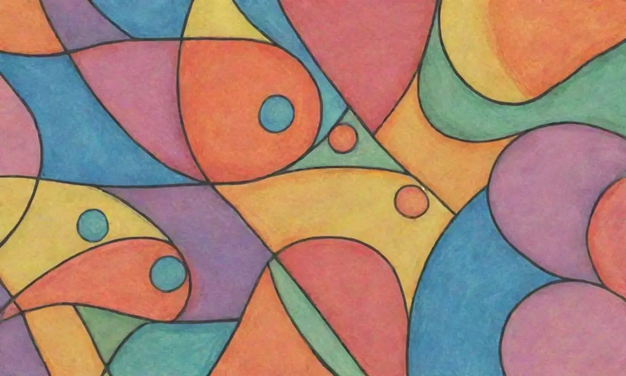 Colores vibrantes y formas armoniosas crean una composición dinámica y equilibrada