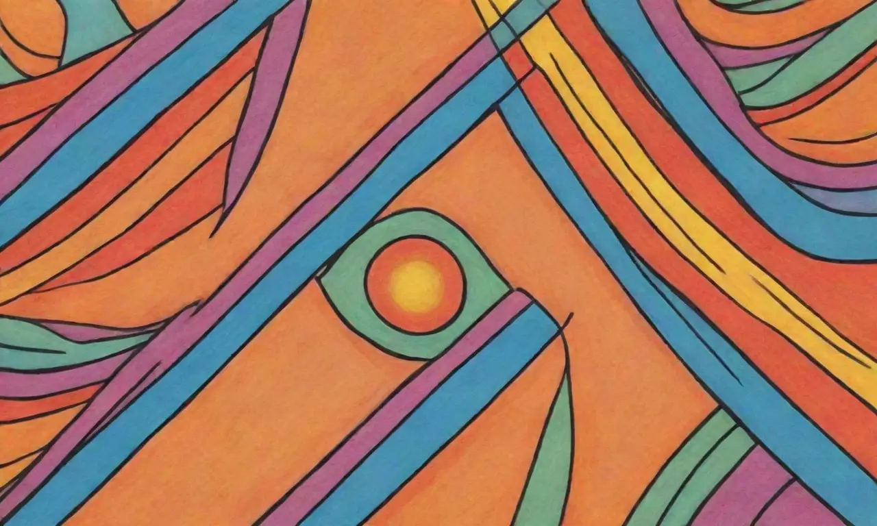 Colores vibrantes y formas dinámicas crean una composición armoniosa y cautivadora