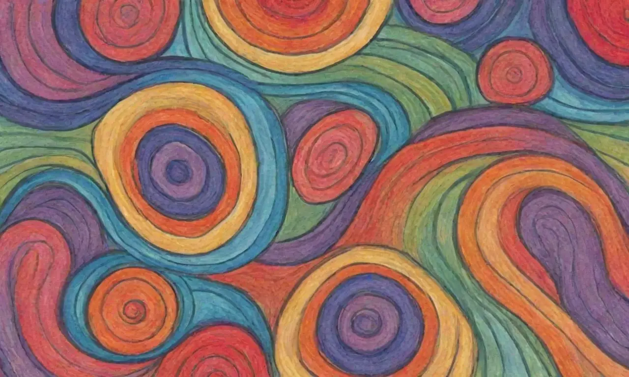Colores vibrantes, líneas definidas y patrones intrincados crean una composición armoniosa y compleja