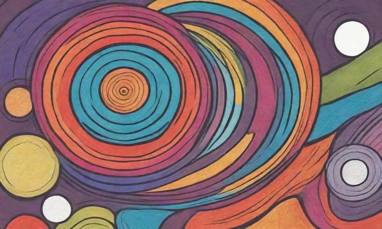 Colores vibrantes y contrastantes con formas orgánicas y una composición dinámica