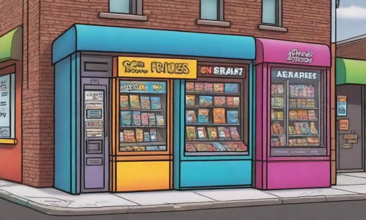 Un diseño digital de tienda resalta métodos de pago con líneas, texturas y colores vibrantes