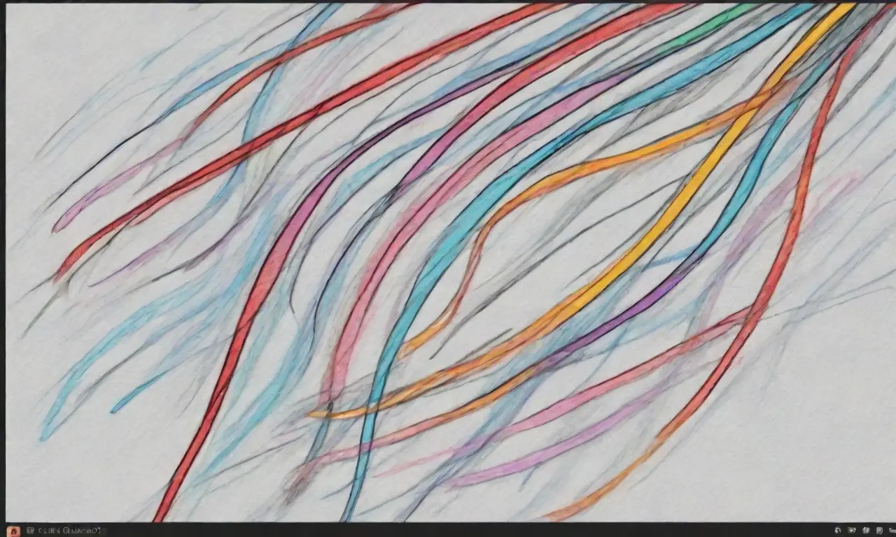 Un diseño dinámico y colorido resalta la interfaz de un ordenador con texturas, sombras y líneas que sugieren movimiento y conexiones