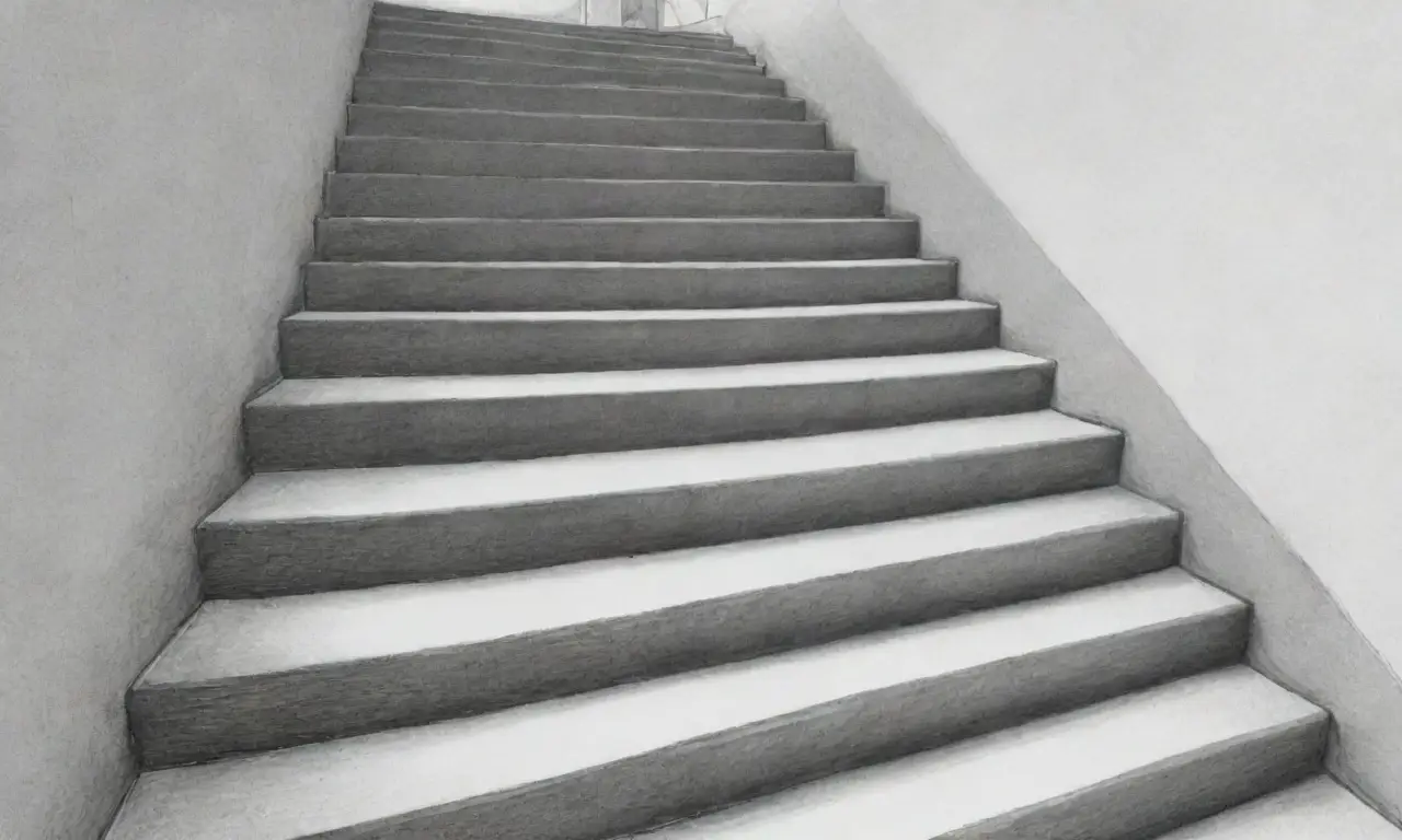 Una escalera visualmente rica simboliza el viaje de escalabilidad a través de formas, texturas y colores