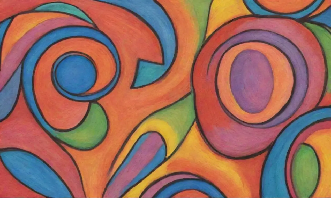 Colores vibrantes y formas variadas crean una composición armoniosa y dinámica