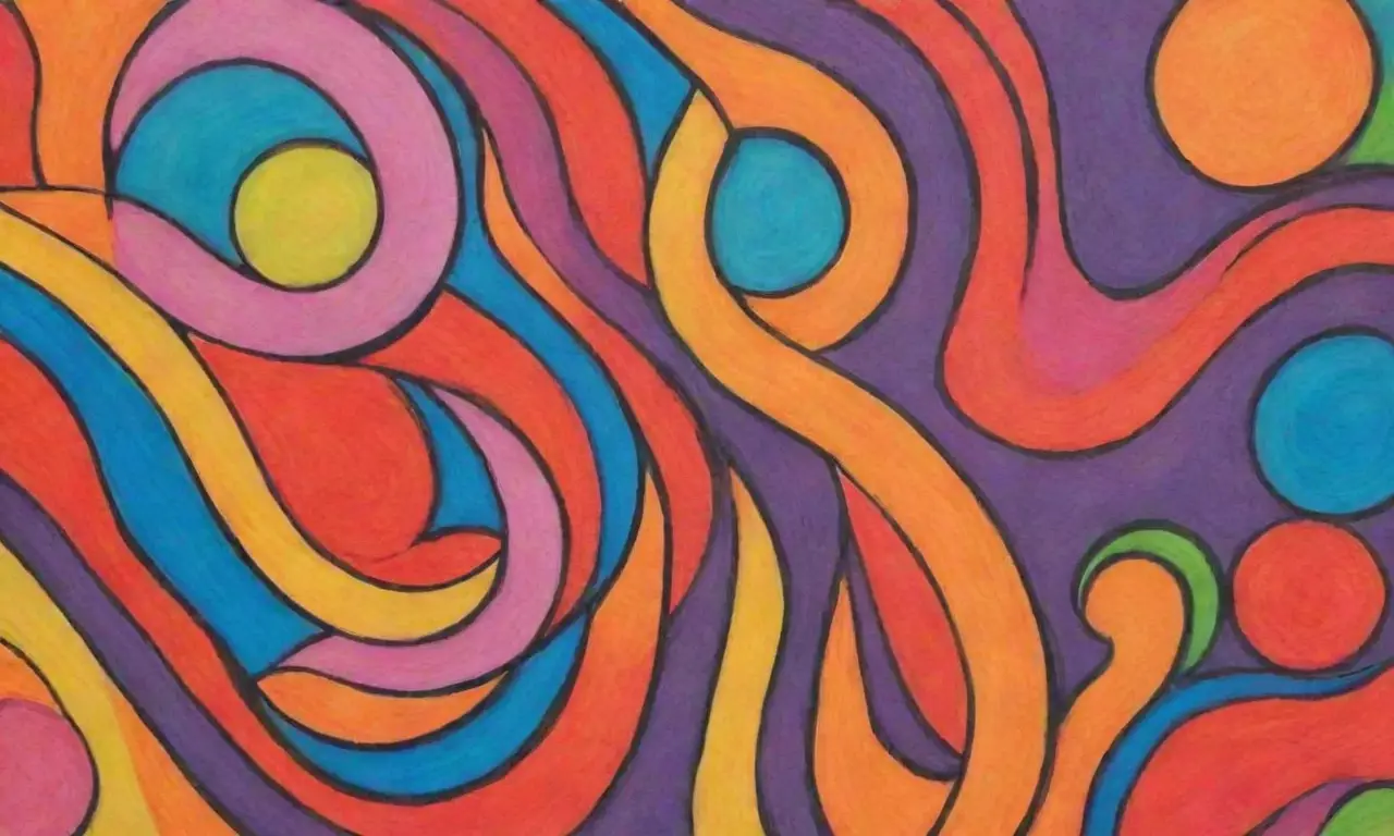 Colores vibrantes, líneas audaces y texturas intrincadas crean una composición dinámica y equilibrada