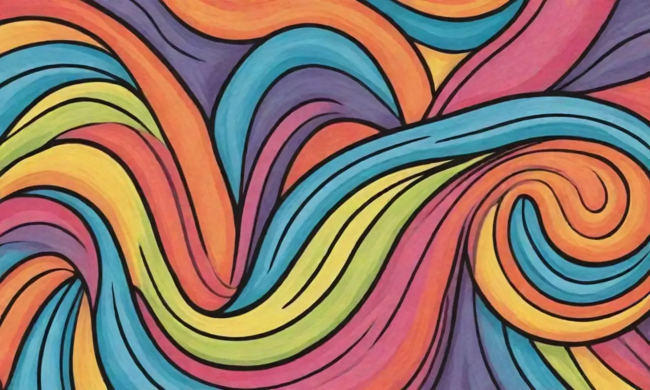 Colores vibrantes y formas dinámicas crean una composición visual cautivadora