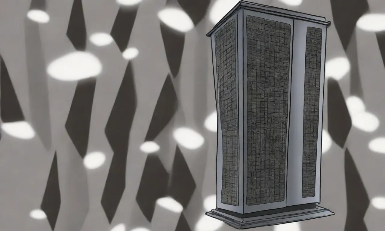 Una torre de servidores se destaca con líneas audaces, sombras suaves y colores vibrantes que sugieren eficiencia y demanda