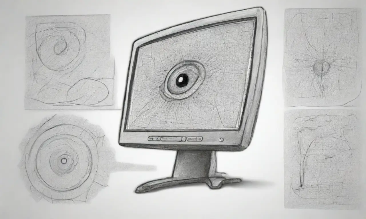 Un diseño complejo de pantalla de computadora resalta opciones y métricas con texturas y contrastes