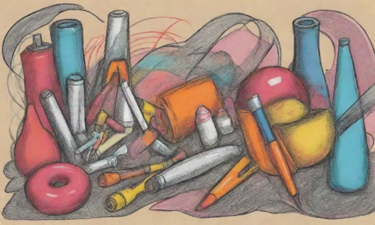 El diseño combina líneas definidas, colores vibrantes y texturas variadas para crear una composición dinámica y atractiva