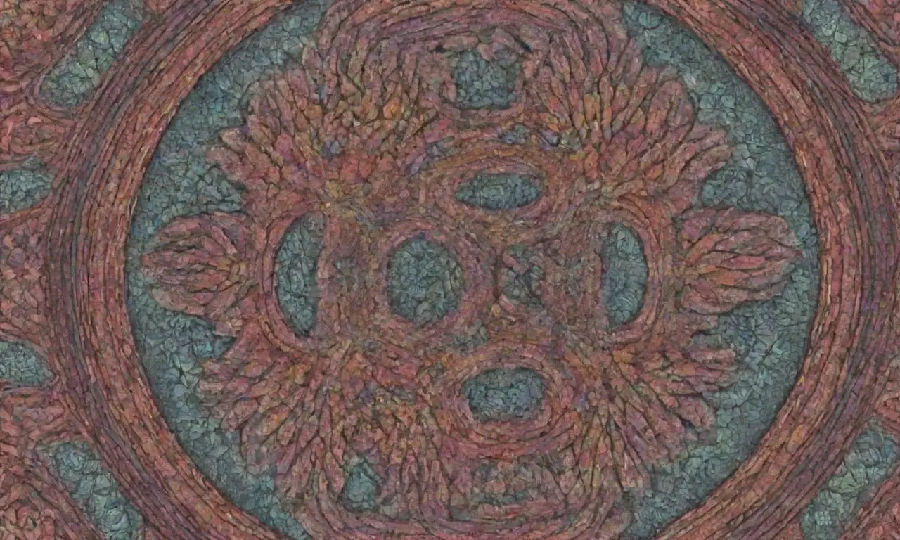 Un intrincado diseño visual combina líneas, sombras y colores para crear profundidad y estructura