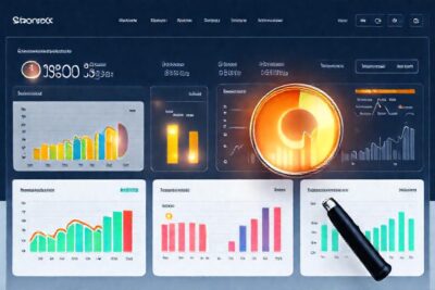 Panel web moderno muestra datos exitosos