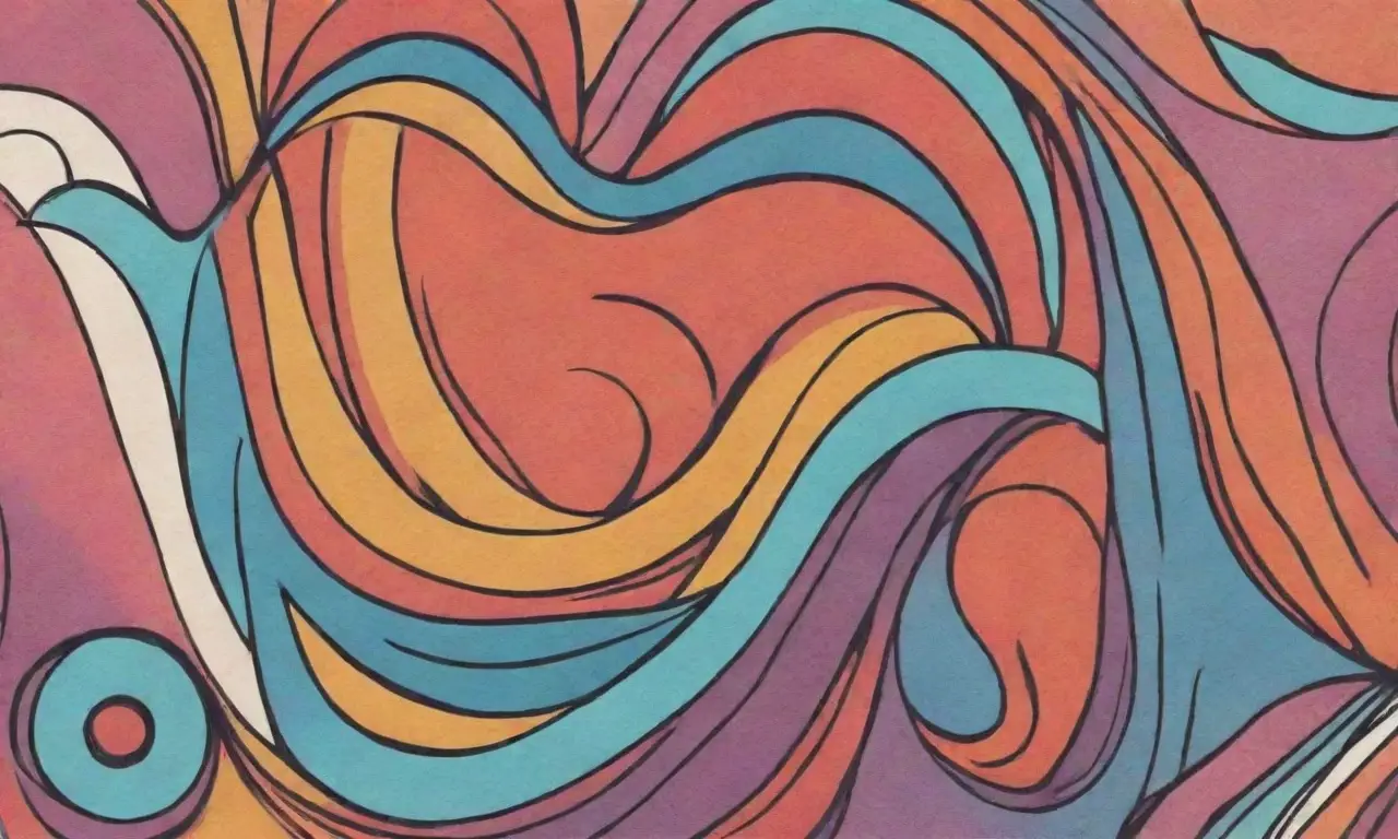 El diseño combina líneas, sombras, texturas y colores para crear una composición dinámica y armoniosa