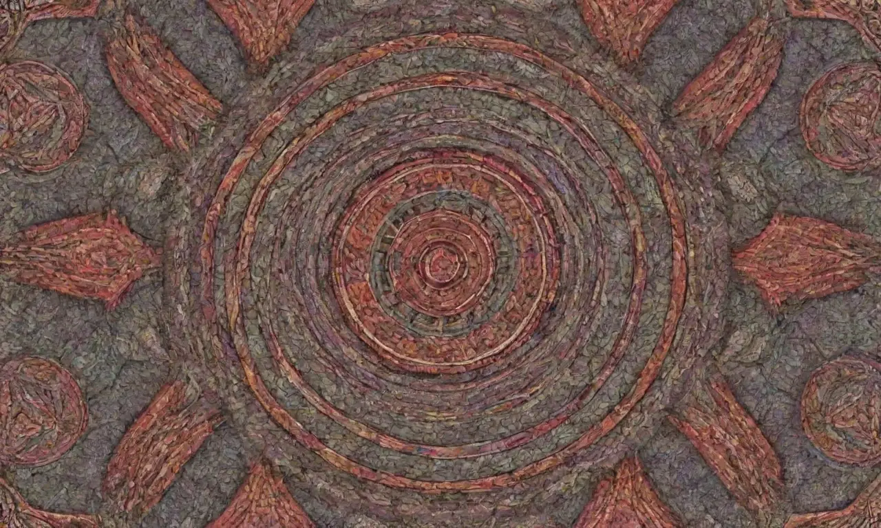 Un diseño complejo combina líneas intrincadas, sombras suaves, texturas, contornos audaces y patrones para crear profundidad y armonía visual