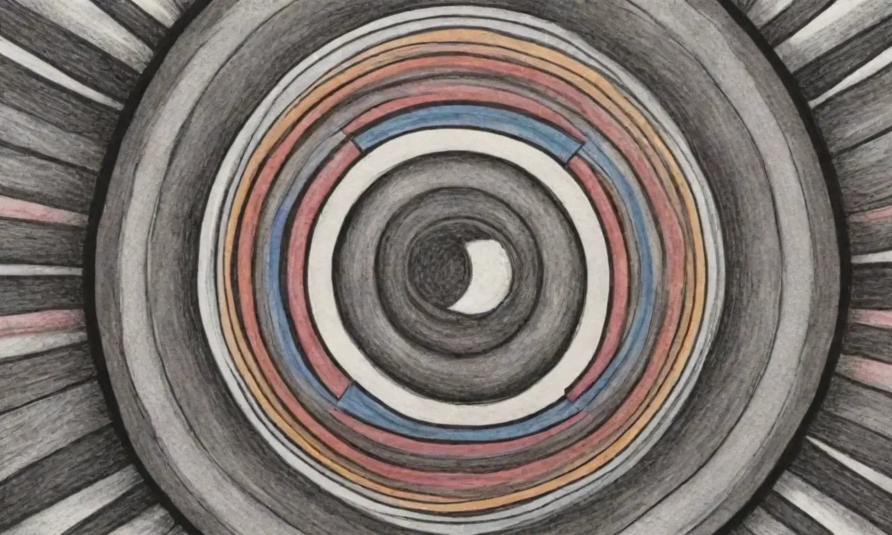 Un diseño complejo y equilibrado que guía la atención hacia un objetivo central con colores vibrantes y detalles elegantes