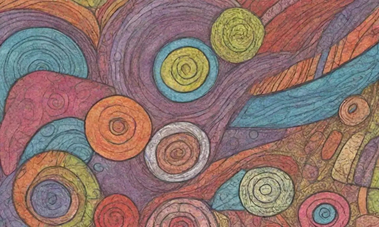 Un diseño complejo con líneas intrincadas, colores vibrantes y una composición equilibrada