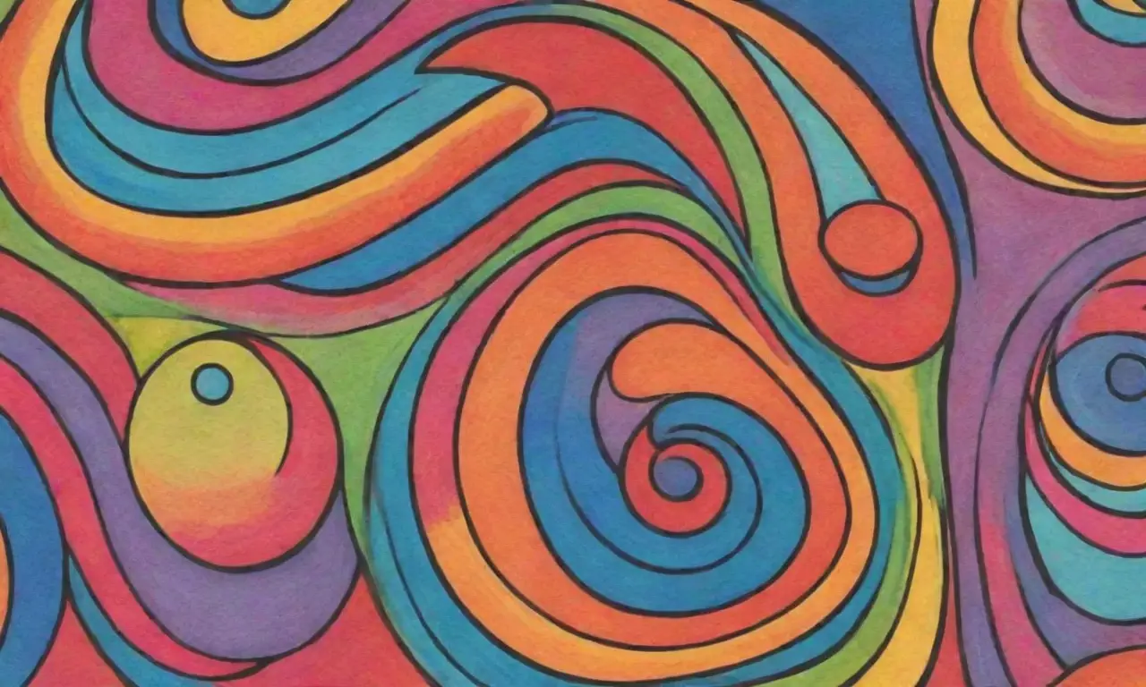Colores vibrantes y formas dinámicas crean una composición visual cautivadora