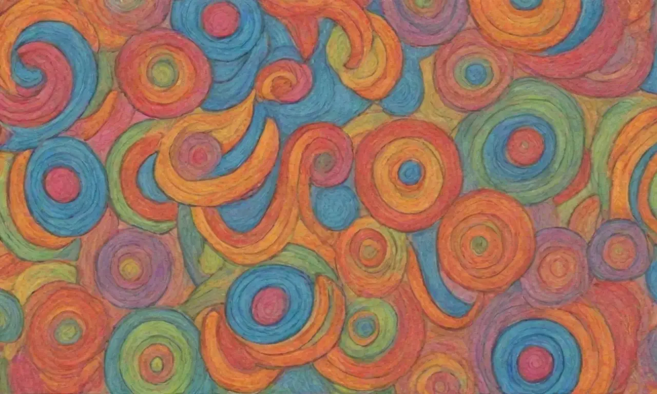 Colores vibrantes y formas dinámicas crean una composición compleja y atractiva