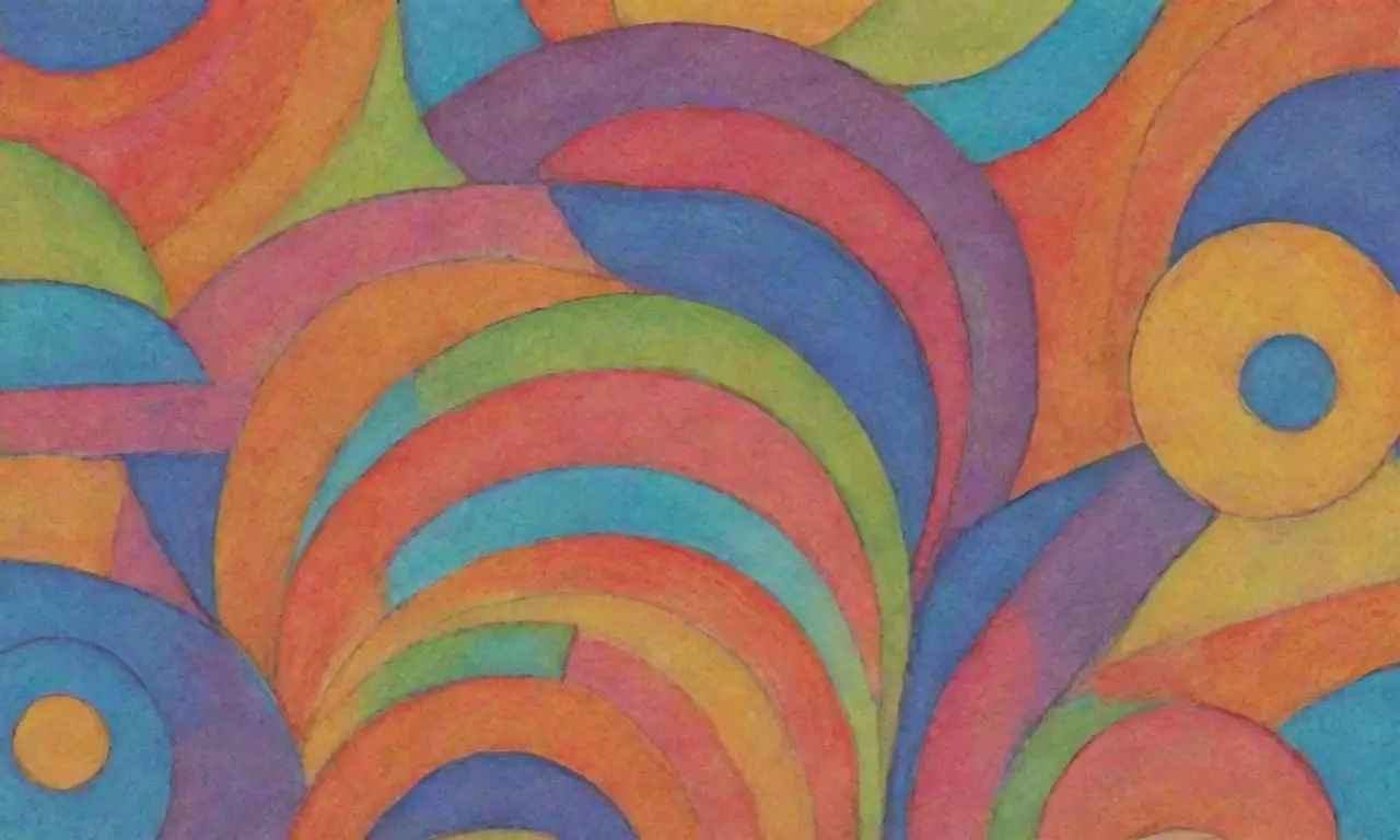 Colores vibrantes y formas entrelazadas simbolizan conexión y comunidad en una composición dinámica y armoniosa