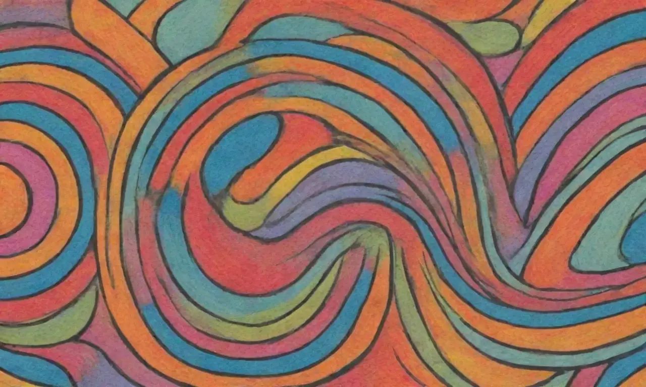 Elementos clave se destacan con líneas, sombras, texturas, colores vibrantes y patrones, creando una composición equilibrada y visualmente interesante