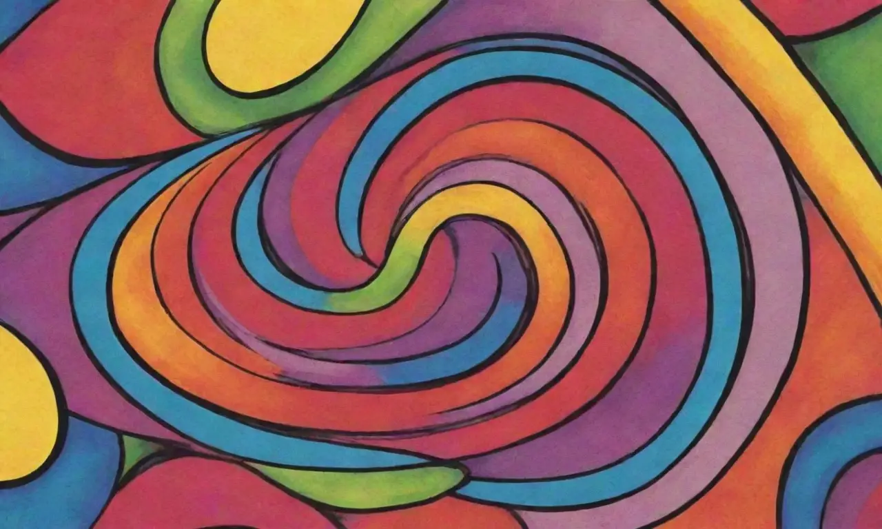 Colores vibrantes y formas dinámicas crean una composición visual compleja y equilibrada