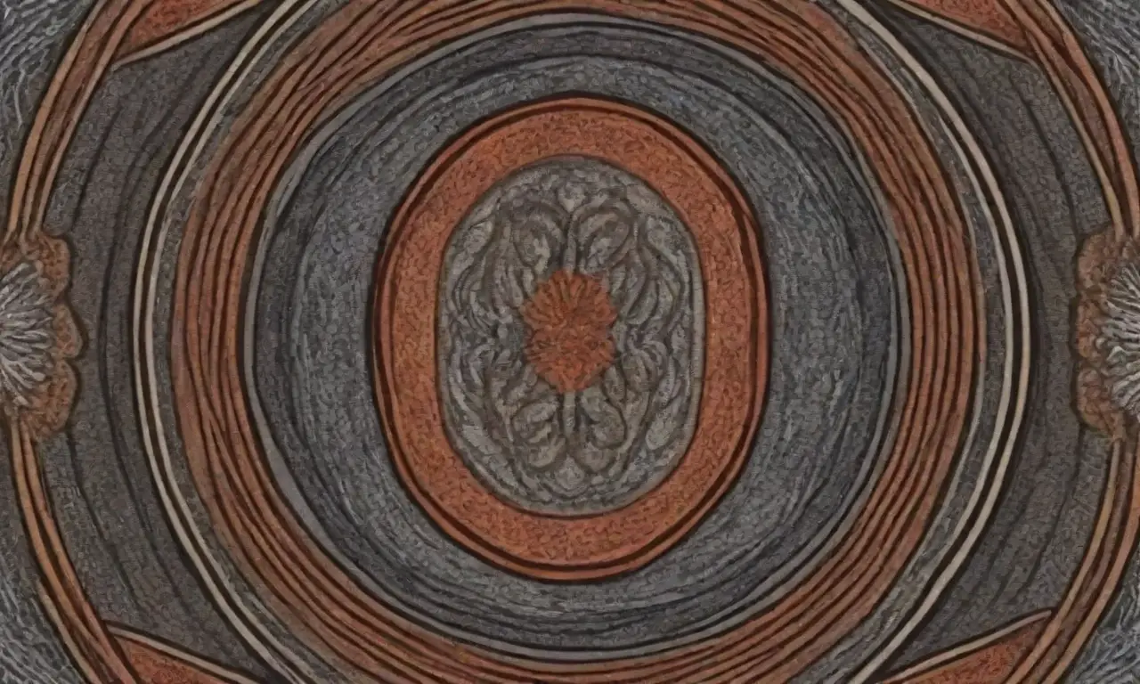 Un escudo central con líneas audaces, sombras suaves, patrones intrincados y colores vibrantes crea una composición moderna y dinámica